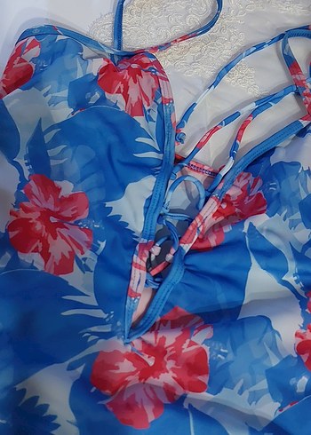 Mavi Çiçekli Renkli Mini Mayo - Görsel 2