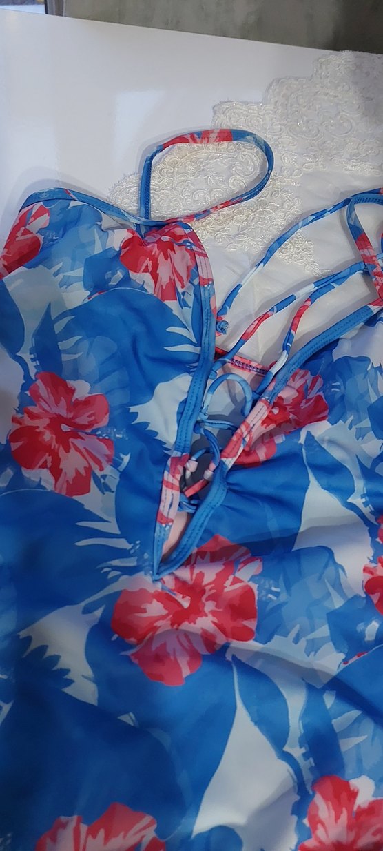 Mavi Çiçekli Renkli Mini Mayo - Görsel 2