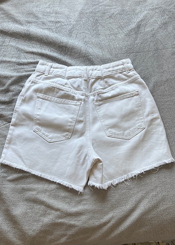 Diğer Beyaz Pamuklu Mini Kot Şort