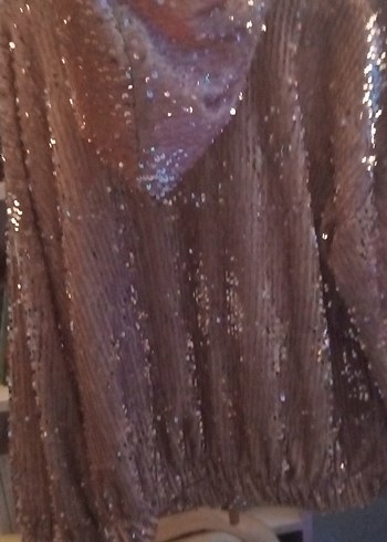 Pembe Parlak Uzun Kollu Kadın Bluz - Görsel 2