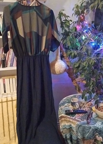 Bohem Çok Renkli Uzun Salaş Elbise - Görsel 5