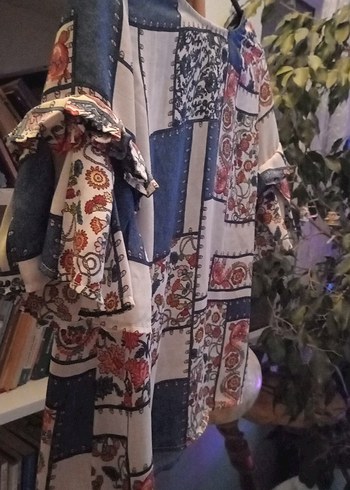 Bohem Kısa Kollu Mini Bluz - Görsel 5