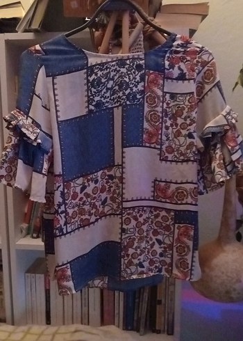 Bohem Kısa Kollu Mini Bluz - Görsel 4