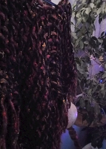 Kızlar için Bohem Kahverengi Örgü Panço - Görsel 5