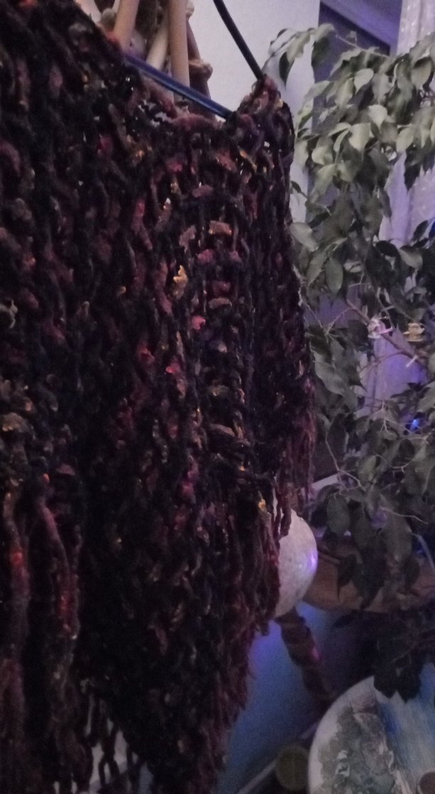 Kızlar için Bohem Kahverengi Örgü Panço - Görsel 5