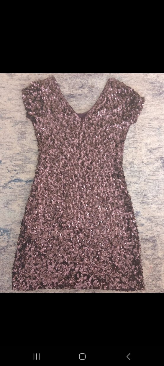 Bordo Payetli V Yaka Midi Abiye Elbise - Görsel 2