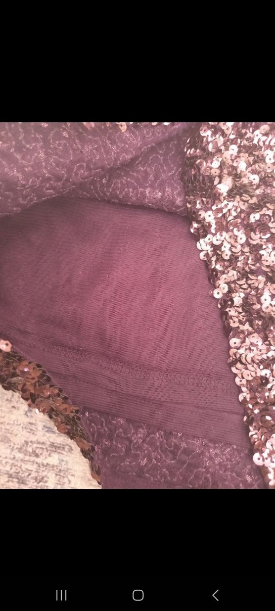 Bordo Payetli V Yaka Midi Abiye Elbise - Görsel 3