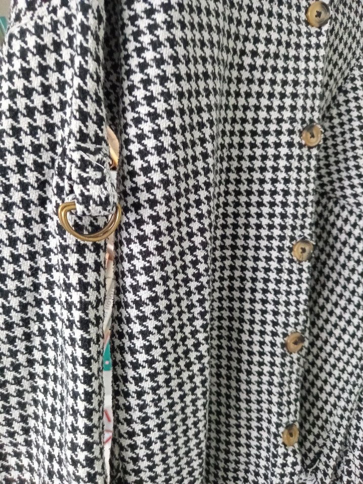 Düğmeli Gri Kareli Kadın Gömlek - Görsel 5