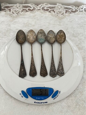 5 ADET 800 AYAR GÜMÜŞ ÇAY KAŞIĞI 51 GRAM