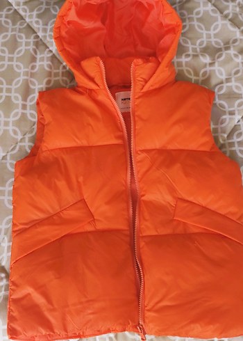 Turuncu Kapüşonlu Çocuk Yelek - Görsel 4