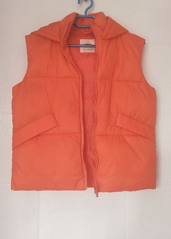 Turuncu Kapüşonlu Çocuk Yelek - Görsel 2