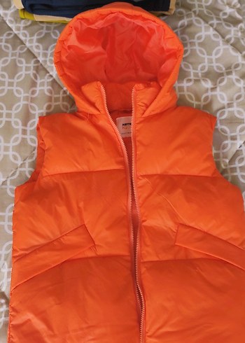 Turuncu Kapüşonlu Çocuk Yelek - Görsel 7