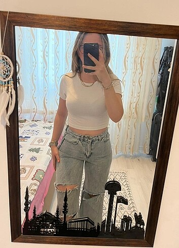 Ambre Solaire ambar yırtıklı kot pantolon jean