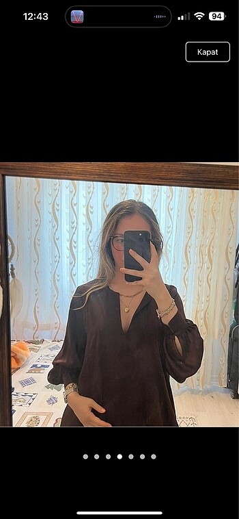 m Beden kahverengi Renk h&m kahverengi saten elbise