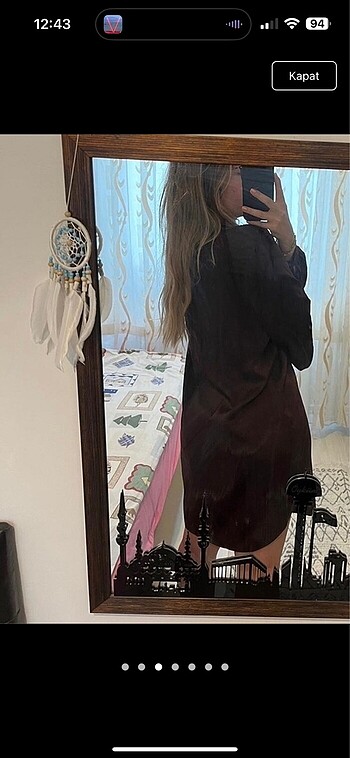 m Beden h&m kahverengi saten elbise