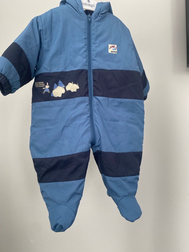 Erkek kız Bebek Mavi Kapüşonlu Tulum - Görsel 3