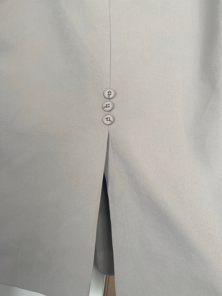 Düğmeli Kolsuz gri  Kadın Blazer - Görsel 3