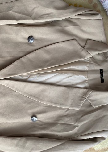 44 Beden Bej Midi Kadın Blazer Ceket