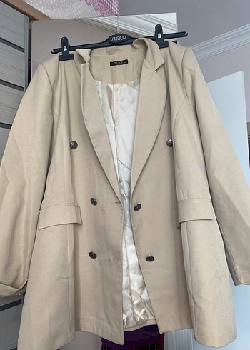 Bej Midi Kadın Blazer Ceket