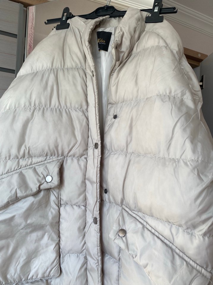 Düğmeli Gri Kadın Kışlık mont - Görsel 3