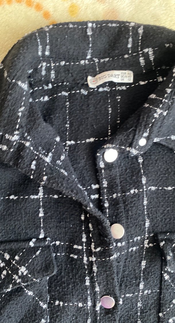 Düğmeli Siyah Kareli Kadın Ceket - Görsel 2