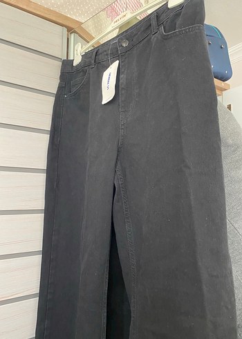 universal Beden Siyah Rahat Kesim Midi Kot Pantolon