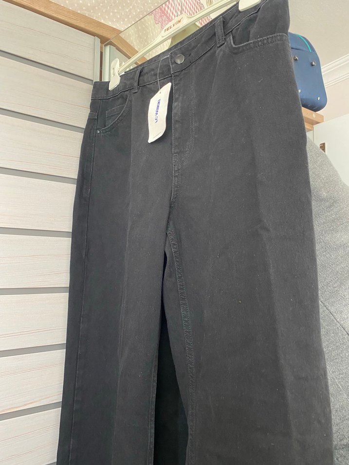 Siyah Rahat Kesim Midi Kot Pantolon - Görsel 2