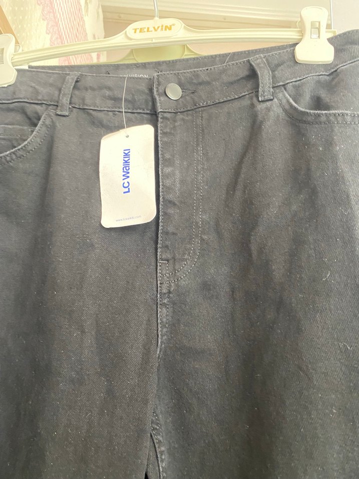 Siyah Rahat Kesim Midi Kot Pantolon - Görsel 3