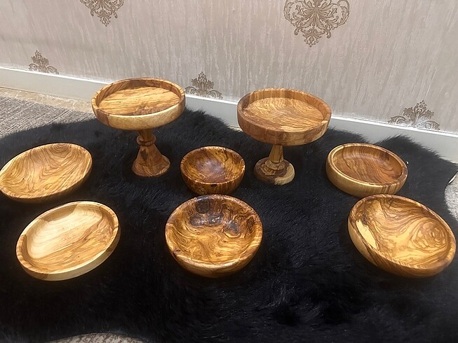 El tasarım ürünüdür zeytin ağacından yapılmıştır sunum seti