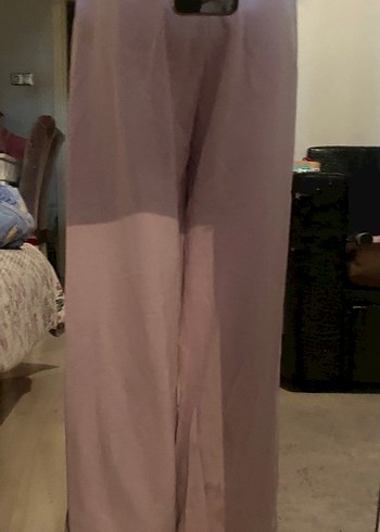 Pembe Midi Kadın Salaş Kumaş Pantolon - Görsel 2