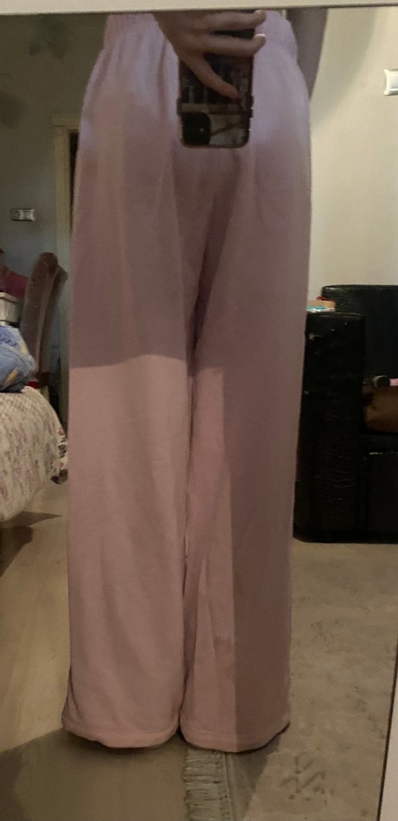 Pembe Midi Kadın Salaş Kumaş Pantolon - Görsel 2