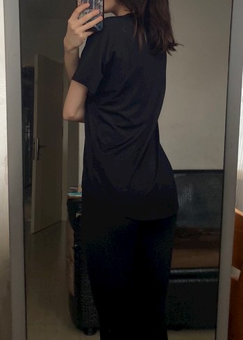 Siyah Kadın Salaş Tişört - Görsel 2