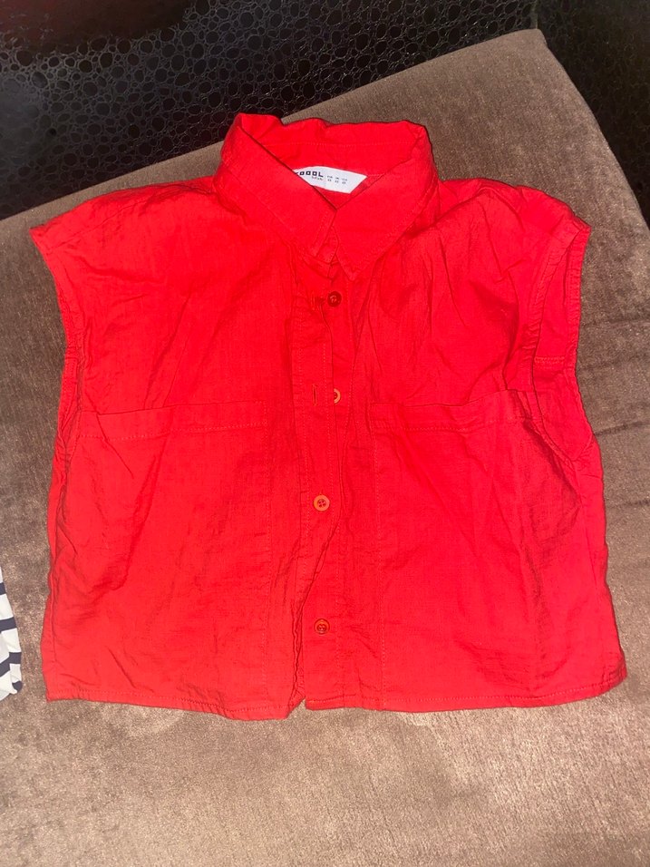 Kırmızı V Yaka Kısa Kollu Midi Ofis Elbisesi - Görsel 2