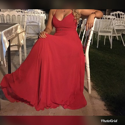 38 beden nar çiçeği şifon abiye elbise
