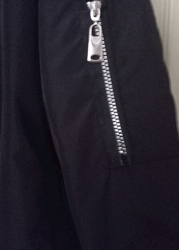 Siyah Fermuarlı Kadın Midi Ceket - Görsel 2