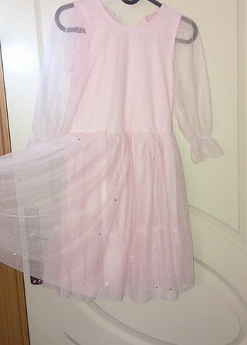 Pembe Kız Çocuk Fırfırlı Elbise - Görsel 2