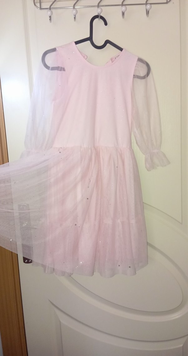 Pembe Kız Çocuk Fırfırlı Elbise - Görsel 2