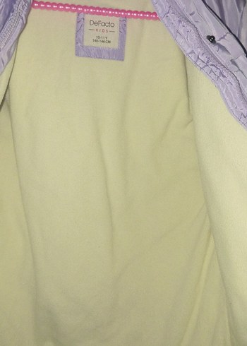 Kız Çocuk Mor Düğmeli Suni Kumaş Mont - Görsel 5