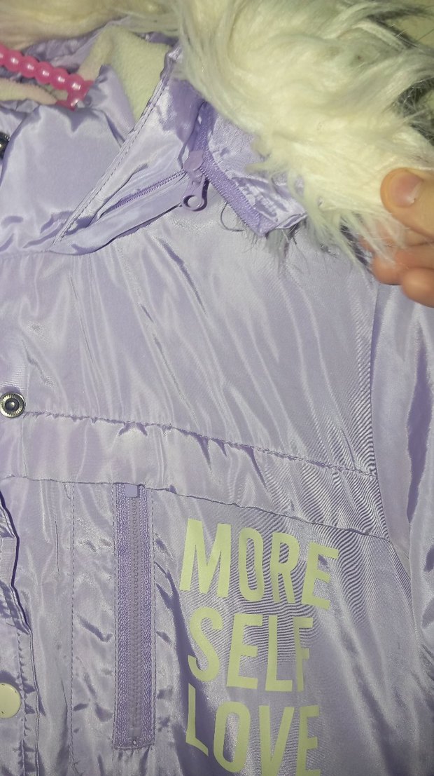 Kız Çocuk Mor Düğmeli Suni Kumaş Mont - Görsel 3