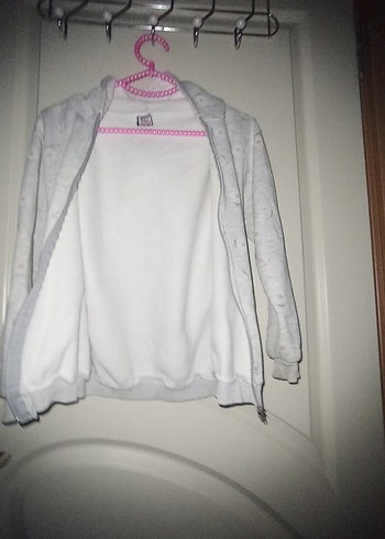 Kız Çocuk Gri Fermuarlı Sweatshirt - Görsel 3