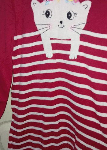 Kız Çocuk Çizgili Uzun Kollu Triko Elbise - Görsel 2