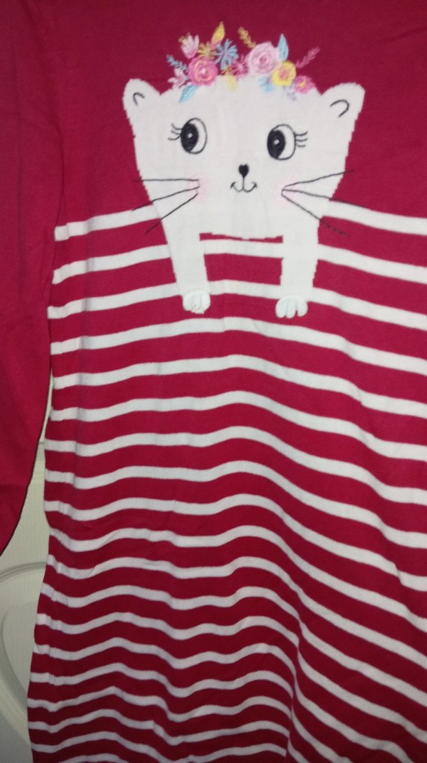 Kız Çocuk Çizgili Uzun Kollu Triko Elbise - Görsel 2