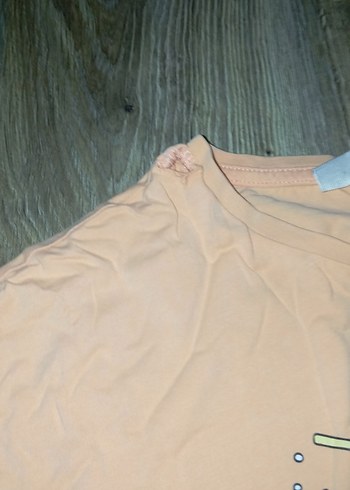 Bej Baskılı Kız Çocuk Kısa Kollu Tişört - Görsel 3