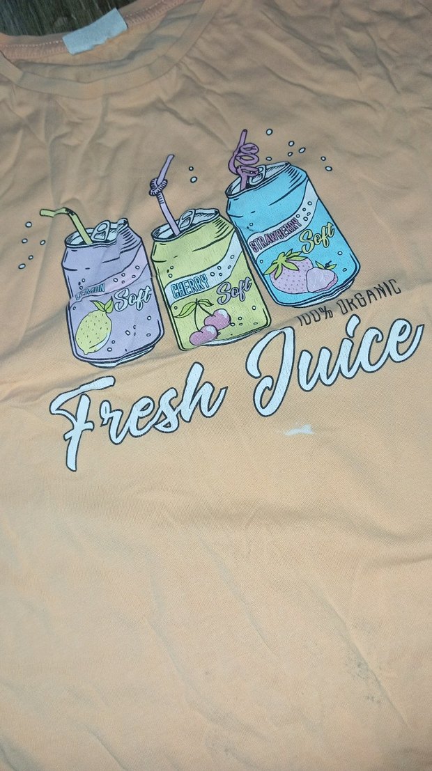 Bej Baskılı Kız Çocuk Kısa Kollu Tişört - Görsel 2