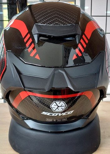 Kırmızı Baskılı Biker Motosiklet Kaskı - Görsel 3