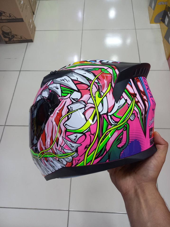 RENKLİ BASKILI FULL FACE KASK S BEDEN - Görsel 2