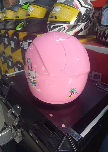 Parlak Pembe Baskılı çocuk motosiklet Kaskı - Görsel 2