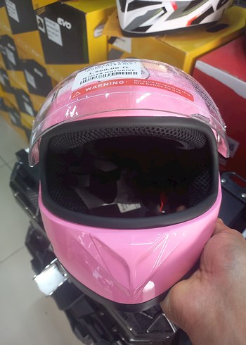 Parlak Pembe Baskılı çocuk motosiklet Kaskı - Görsel 4