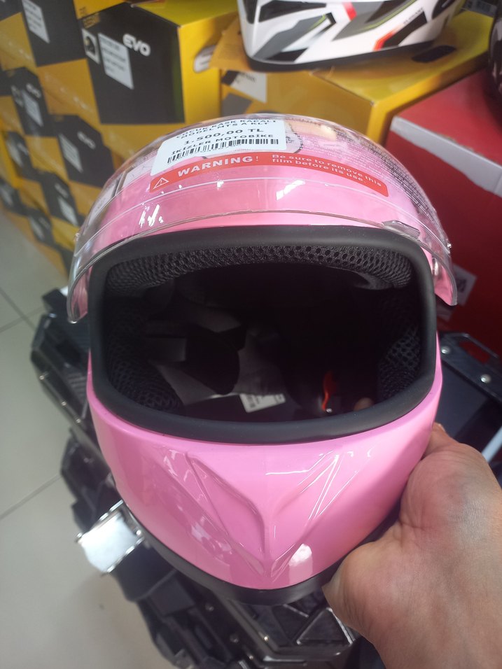 Parlak Pembe Baskılı çocuk motosiklet Kaskı - Görsel 4