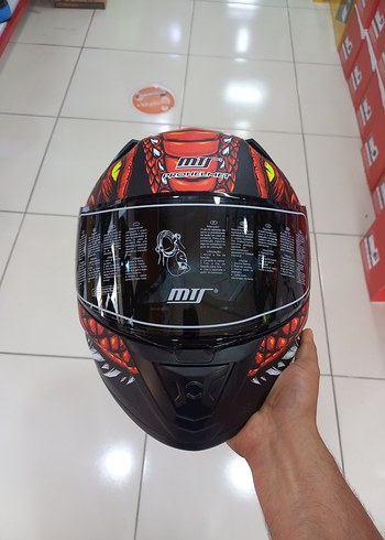 Kırmızı Yılan Desenli Motosiklet Kaskı - Görsel 5